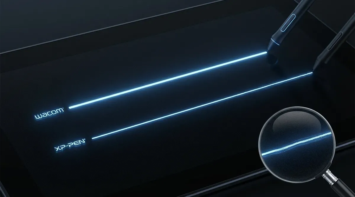 신형 펜 태블릿 입문자를 위한 완벽 가이드: 와콤 vs. XP-Pen 주요 스펙 비교 및 추천 모델 4 반응 속도 및 정밀도 (Latency & Accuracy)